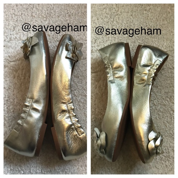 NWOT Tory Burch Bloosom Ballet Flat in Spark Gold - Picture 5 of 8